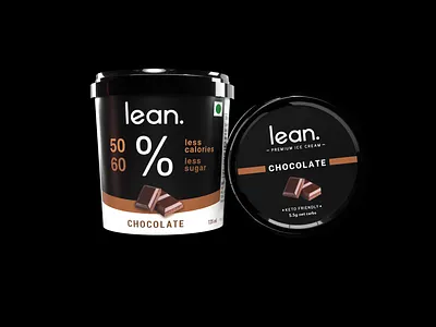 Lean - Chocolate ice cream package design 3d art branding chocolate clean design flat graphic design healthy icecream illustration logo minimal monochrome package design packaging premium render typography visualization