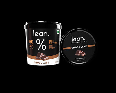 Lean - Chocolate ice cream package design 3d art branding chocolate clean design flat graphic design healthy icecream illustration logo minimal monochrome package design packaging premium render typography visualization