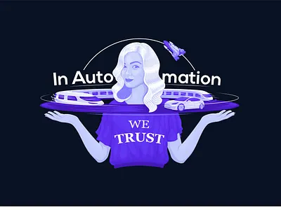In Automation we trust art cartoon design flat illustration illustrator vector