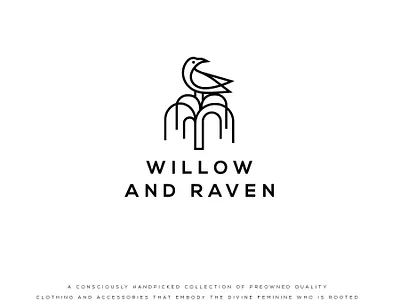 Willow and Raven artwork bird logo branding icon logodesign minimalist logo ravens tree willow