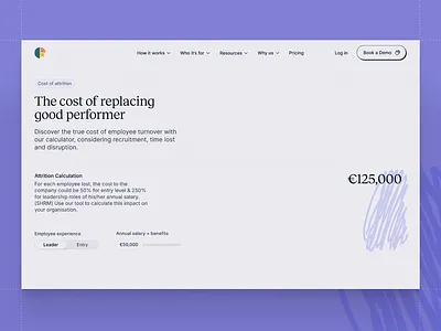 An employee turnover calculator. calculator design clean design light significa site design ui ui design ux web web design website website design
