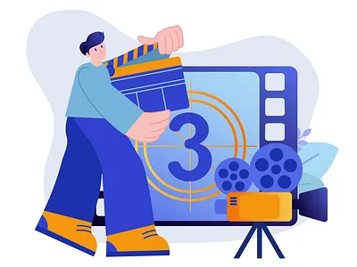 Video Making 2D Animation 2d animation camera cinematography clapperboard content countdown creative process director film filmmaking flat illustration media motion movie movie industry production video creation video making