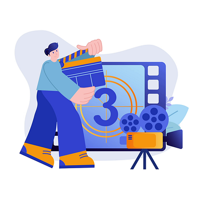 Video Making 2D Animation 2d animation camera cinematography clapperboard content countdown creative process director film filmmaking flat illustration media motion movie movie industry production video creation video making