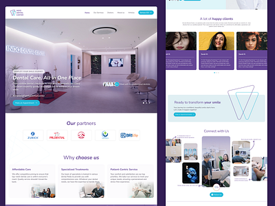 Dental Care Clinic Landing Page branding dental care clinic landing page minimalist purple ui ux