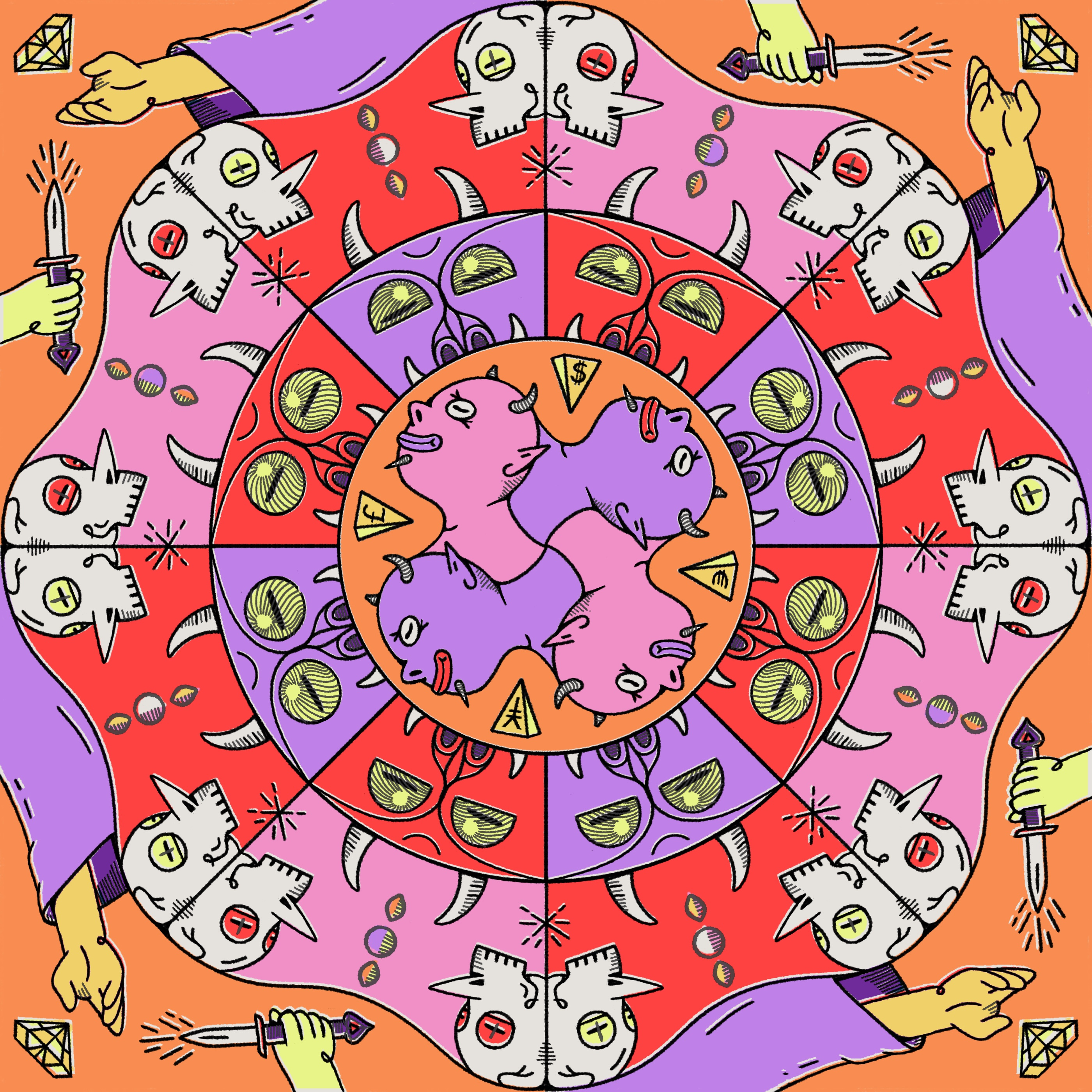 The Power, the Pain, the Game crime dead death demon devil diamond evil knife money rich satan skull