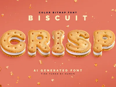 Biscuit Crisp - Color Bitmap Font ai alphabet bakery biscuit color font cookies crispy design font food illustration lettering sandwich snack sugar sweet tasty type typeface typography