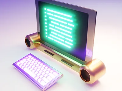 Coding 3D Illustration 3d blender code coding computer glass illustration keyboard