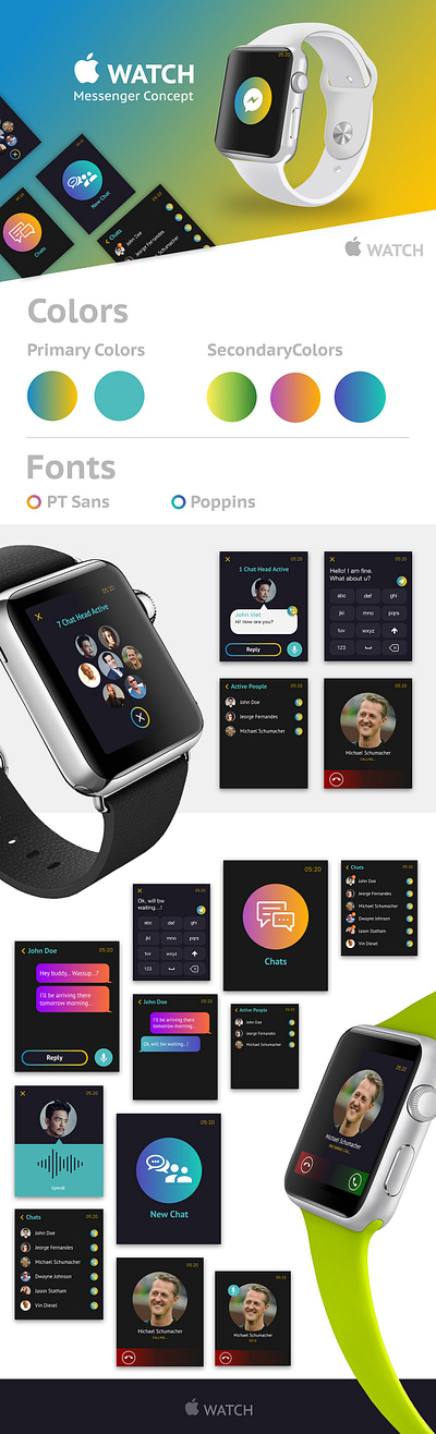 Messenger app for i watch illustration interaction design ui design ux design