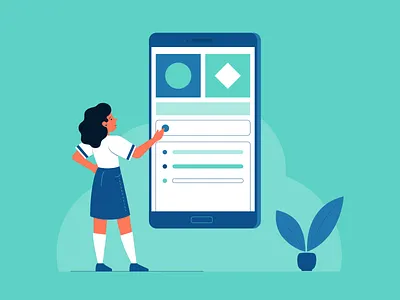 Extra Joby businesswoman cartoon character character design design digital digital design explainer illustration flat flower illustration pjone playful pot search searching ui uiux vector woman