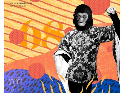 Day 23 - Ape collage daily design illustration photoshop retro sketch texture