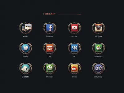 Social Icons community game icon illustration social socialmedia ui