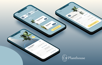 UI Design - Planthouse app blue and yellow design care concept concept design experience gradients growth ideas iphone list view mobile mobile ui nature plants preview rounded corners sustainability ui