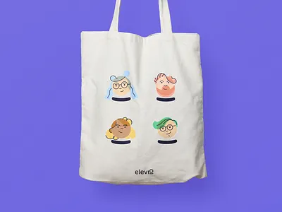 Elevio Tote Bag avatars bag characters concept elevio illustrations mockup personas tote