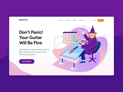 Sidarto Guitar Service character design graphic design guitar illustration landingpage magician ui design ui illustration