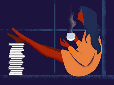 Sky Talks books coffee cup colorful corona coronavirus design flat girl illustration plants reading list vector vector art