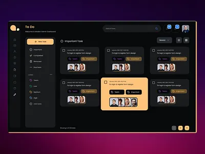Task Management Dashboard Dark UI amazing app clean darkmode dashboard date design flat manager popular saas simple task task management task manager tasks todo list todolist uiux web dashboard