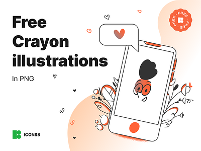 Free Crayon illustrations design design tools figma for web free freebie graphic design hand draw illustration png social media ui