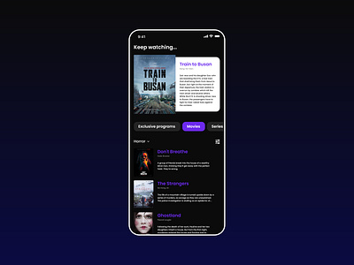 Daily UI Challenge #025 - TV App app daily ui daily ui 25 horror movies movie series tv app ui ui design