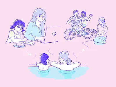 Bleisure bleisure character cute flat illustration japan pastel pastels remote work work work from home