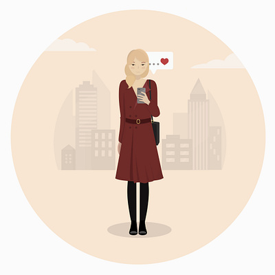 Girl in love girl girl illustration love messages phone