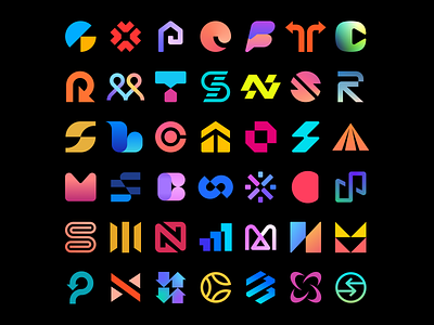Logo Collection brand branding clean collection color design gradient icon icons identity letter logo logos marks retro symbol tech vector