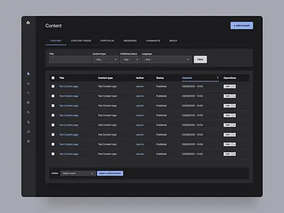 Drupal Gin FutureUI Content View Darkmode admin ui administration app app ui application application ui backend cms content management dark dark mode dark ui darkmode drupal drupal admin ui filter future ui gin gin future ui list view