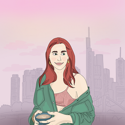 morning coffee girl illustration illustration illustrations minimalistic illustration pastel color procreate