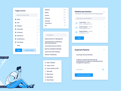 CRM UI Elements component context crm dialog duplicate element field form hiring hr input job management menu multiselect project search select share team