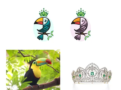 Toucan + Crown branding crown icon design illustration logo toucan vector