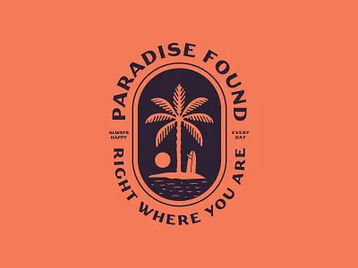 Paradise Found austin texas badge brand branding custom typography hawaii identity illustration jay master design logo ocean package design packaging palm print sun surf