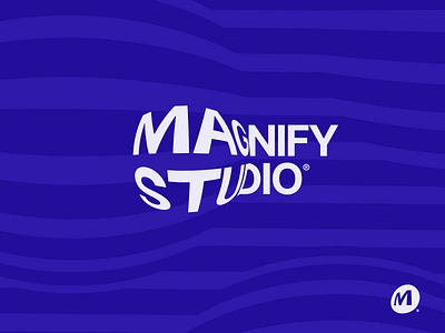 Magnify Studio Logo agency branding effect logo magnify mark pattern studio type unfold waves zoom