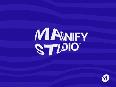 Magnify Studio Logo agency branding effect logo magnify mark pattern studio type unfold waves zoom