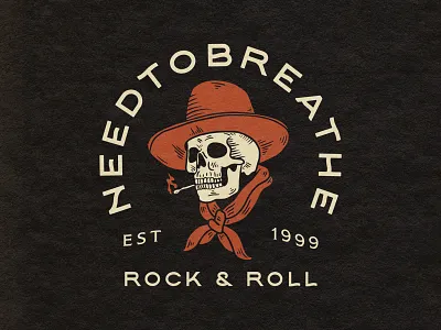 NEEDTOBREATHE - Merch Design band merch cowboy merch design needtobreathe skull smoking traditional tattoo