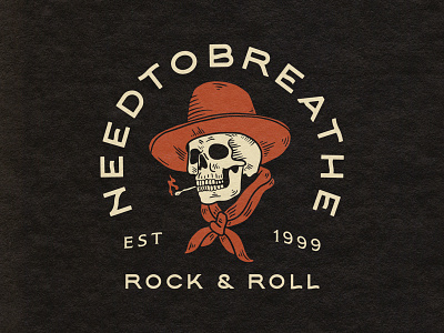 NEEDTOBREATHE - Merch Design band merch cowboy merch design needtobreathe skull smoking traditional tattoo