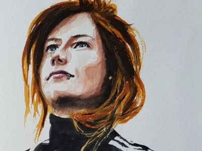 Closeup illustration portrait sketch watercolor watercolour
