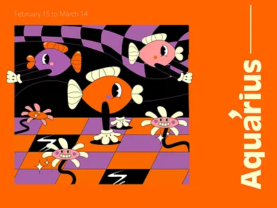 Aquarius Cuphead app branding cartoon character cuphead drawing fish game gamedisgn horoscope icon identity illustration vector