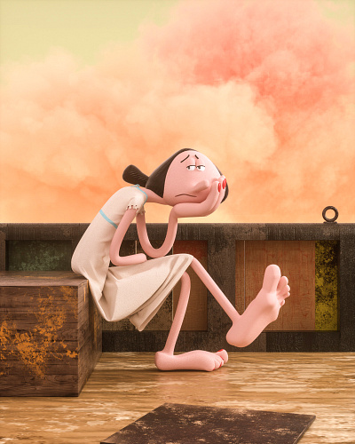 奥利沃（Olive Oyl）-Popeye the Sailor c4d character design illustration letter mascot roles three dimensional ui 三维 卡通形象 大力水手