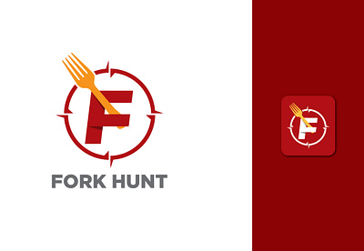 "FORK HUNT" logo app branding creative f logo flat icon lettering logo minimal new logo restaurant
