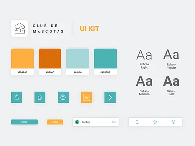 Club de Mascotas UI KIT adoption app design design app interface minimal pets project ui ui kit ux