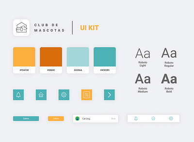 Club de Mascotas UI KIT adoption app design design app interface minimal pets project ui ui kit ux
