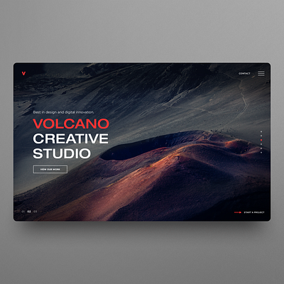 Volcano Creative Studio Web UI agency website banner clean ui dailyui dark ui graphic design hero image homepage landingpage studio website ui uidesign ux webdesign website design