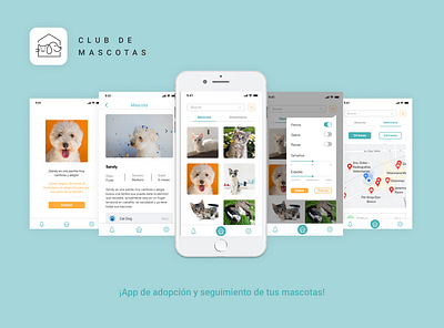 Club de Mascotas UX/UI adoption app branding design design app interface minimal pets project ui