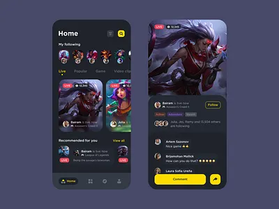 Live Stream App Concept app app design daily 100 challenge daily ui design dribbble interaction design live stream ui ui design ux