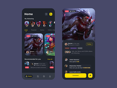 Live Stream App Concept app app design daily 100 challenge daily ui design dribbble interaction design live stream ui ui design ux