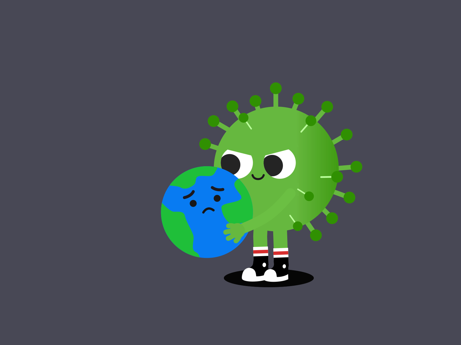 Earth vs. corona 2d animated 2danimation aftereffects animated animated gif animation character animation characterdesign corona coronavirus cute gif loop motion motion design motiongraphics