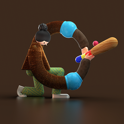 Letter O for 36 days of type 3d illustration artwork brown c4d character design illustration letter modeling oina redshift render sport sports design texture typogaphy