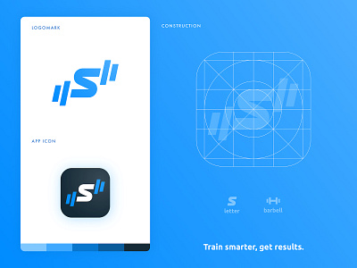 Strong App - New Logo barbell brand brand identity branding design dumbbell fitness app gym logo identity designer lettermark logomark logotype designer negative space rebrand s letter smart mark style guide training typography workout