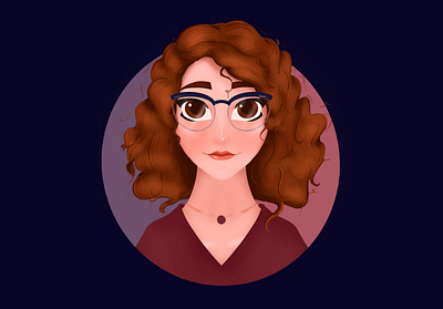 Personal Avatar Illustration avatar blue curly curly girl digital disney drawing girl glasses illustration pink portrait procreate