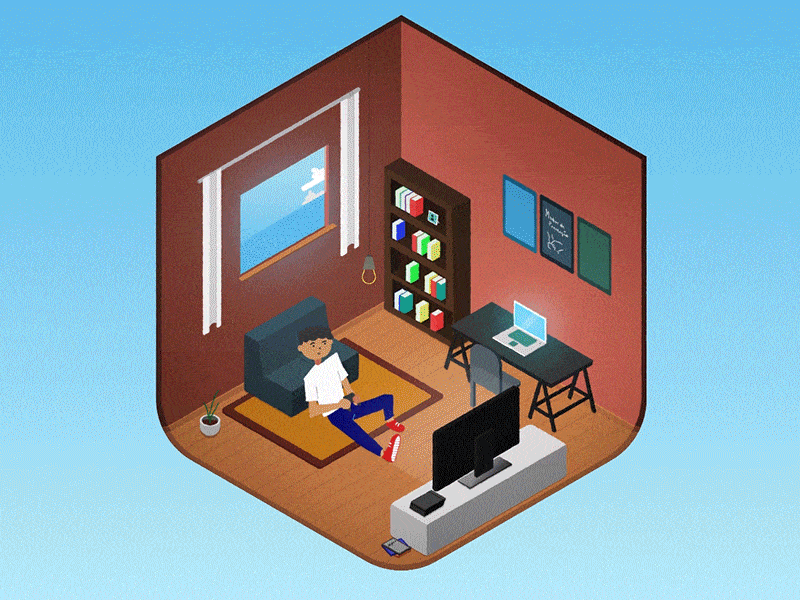 Stay home! animate design frame by frame illustration isometric motion motion graphics quarentine
