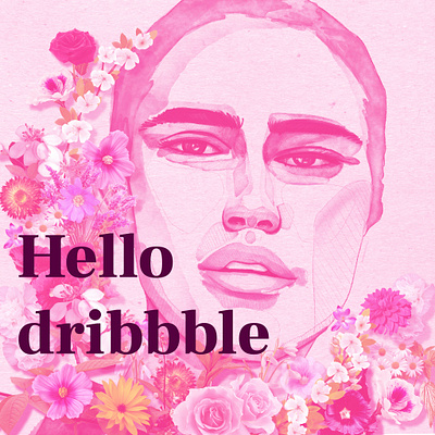 Hello dribbble aquarell art digitalart digitalartist dribbble flowers fresh graphic hello dribbble hello world illustration illustrator new photoshop procreate scribble watercolor